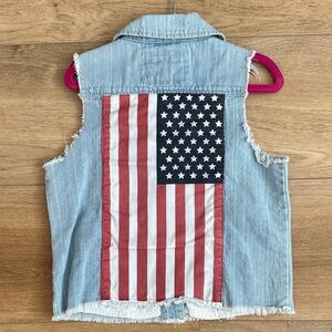 Denim Sleeveless Vest with Frayed Edges
